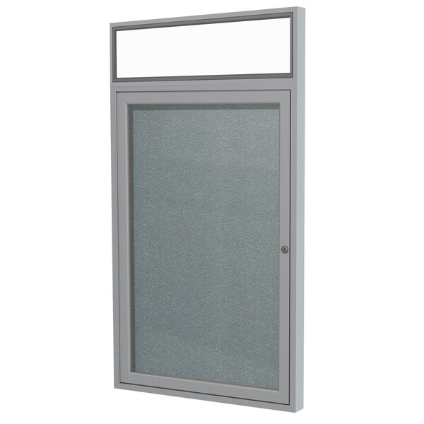 Ghent Enclosed Bulletin Board, 1 Door, Vinyl, Hdlnr Frame, 3 ft H x 2 ft W, Stone PAVX2-199 - main